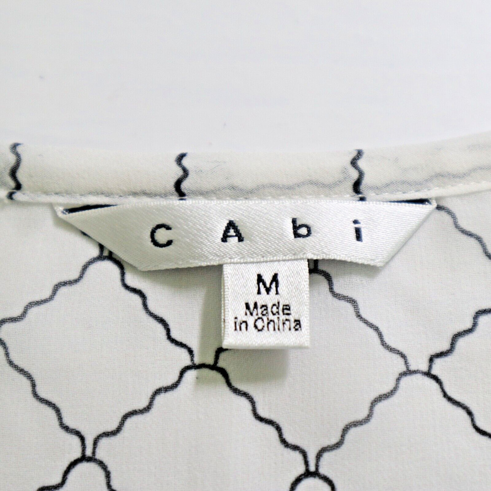 Cabi Size M Chessboard Button Down Blouse 740 Ivory Black Grid Print - Picture 9 of 10